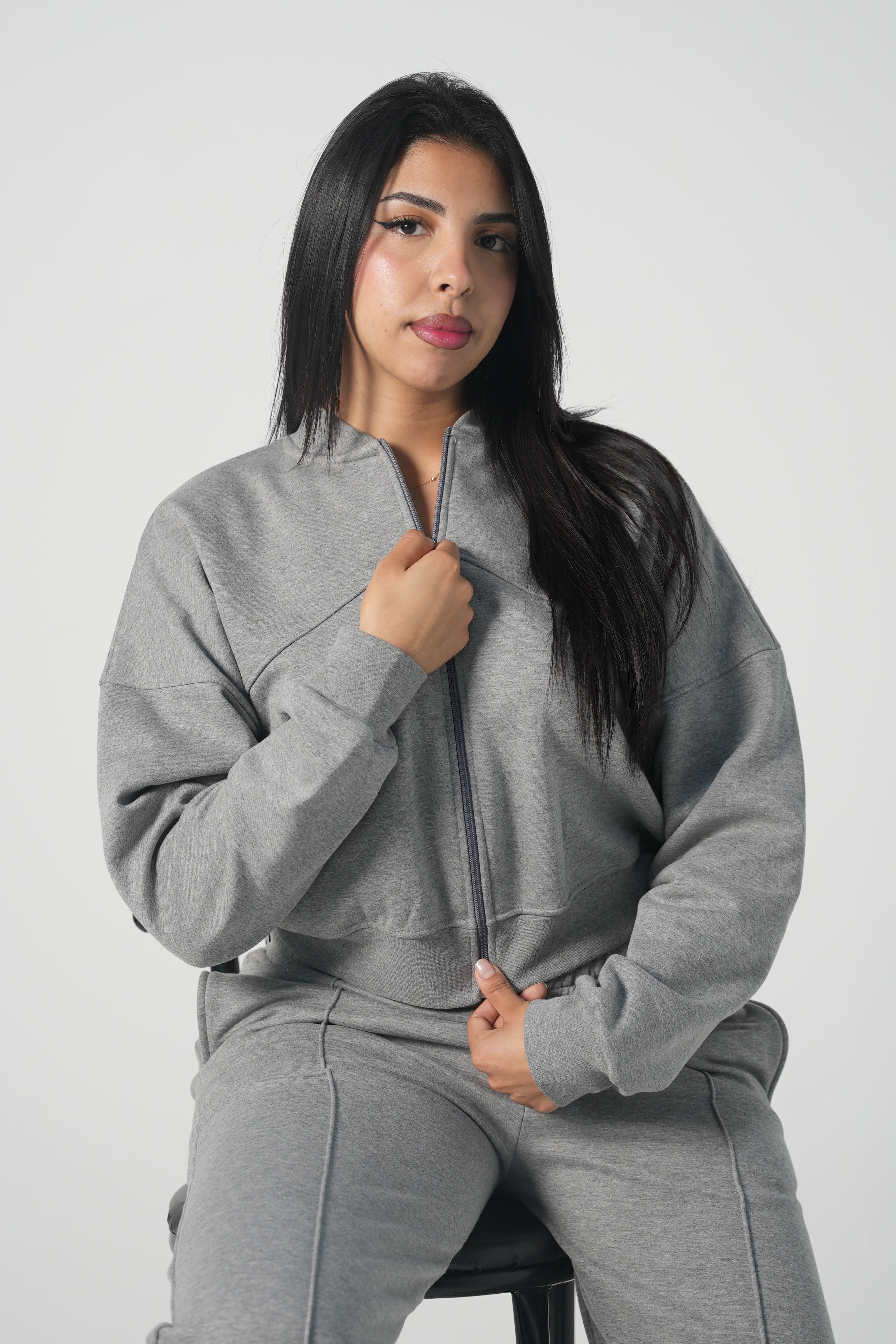 Ensemble sweat zippé oversize et pantalon barrel fit
