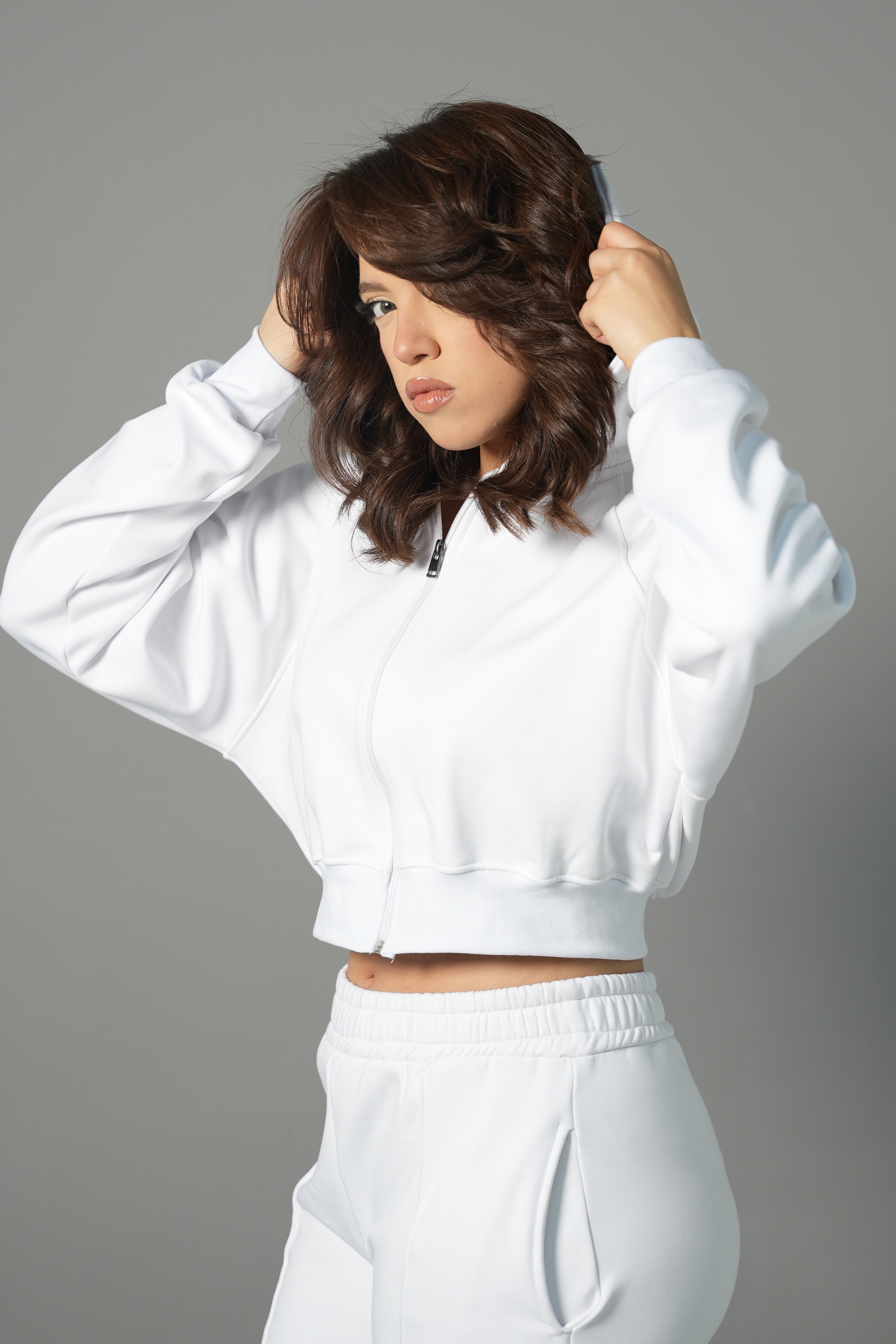 Ensemble sweat zippé à capuche oversize et pantalon barrel fit