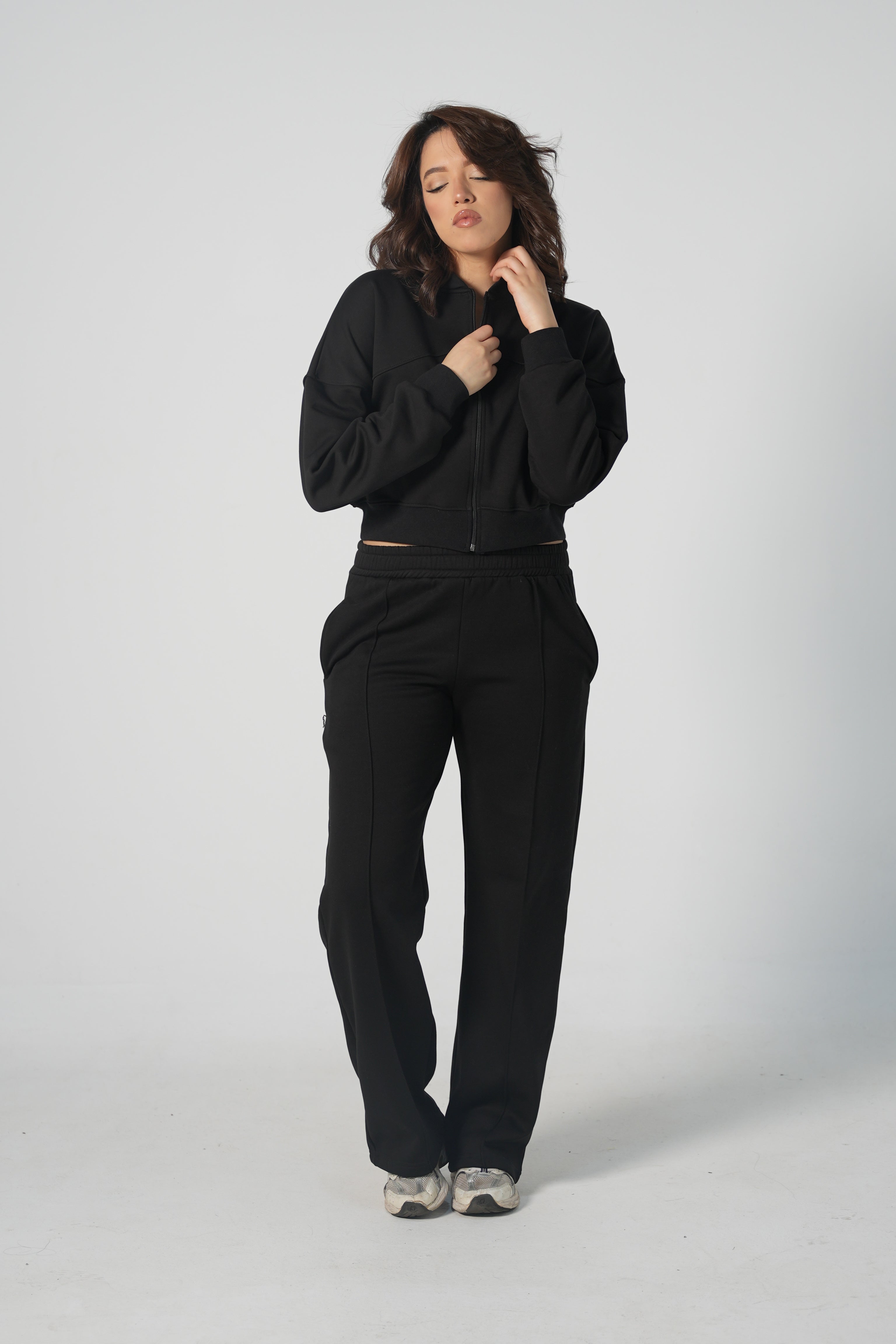 Ensemble sweat zippé oversize et pantalon barrel fit